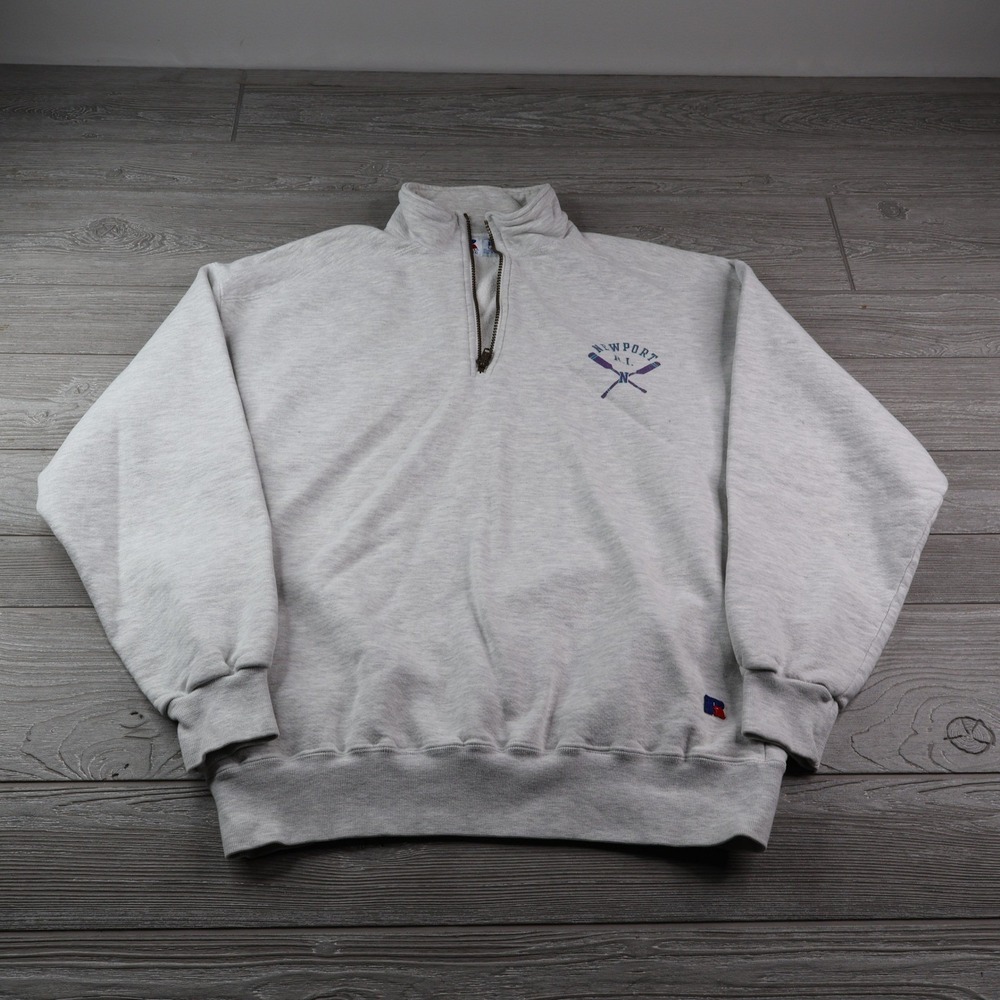 Russell Athletic High Cotton 1/4 Zip Sweatshirt Newport RI Men's XL USA Made
